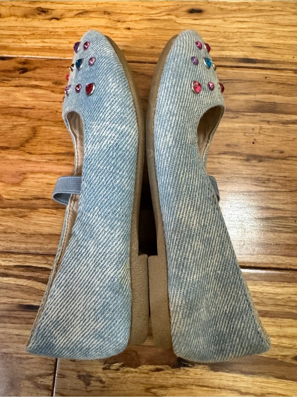Childrens Place Girls Denim‎ Blue Mary Jane Dress Shoe Size 7 Jewels